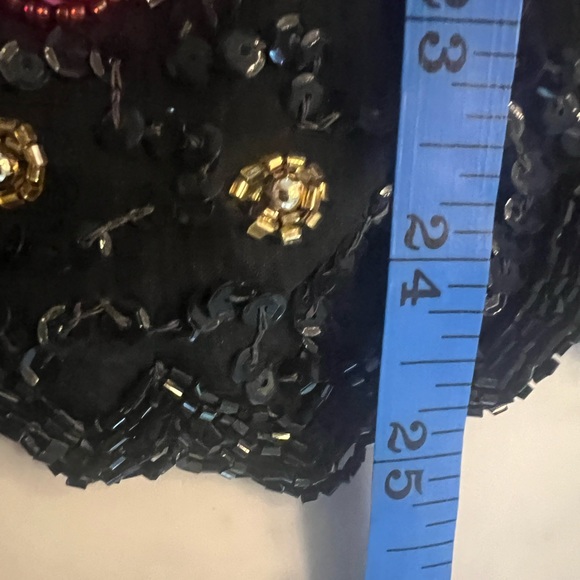 Vintage Laurence Kazar Sequined Silk Top New Year Champagne Roses Blouse EUC - Picture 4 of 10